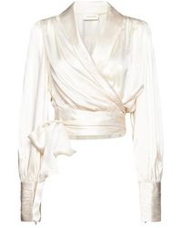 Zimmermann Silk Wrap Blouse - White