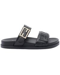 Fendi - Feel Ff Embossed Double Band Sandals - Lyst