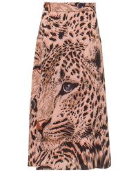MSGM Leopard Print Midi Skirt - Multicolor