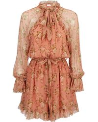 Zimmermann Floral Ruffle Trimmed Jumpsuit - Pink