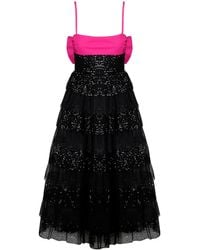 RED Valentino Flounces Long Dress With Bow - Black