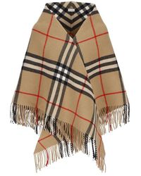 Burberry - Checked Wool Cape - Lyst