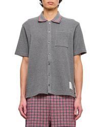 Thom Browne - Textured Short-sleeved Polo Shirt - Lyst
