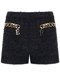 Elisabetta Franchi - Maxi Chain Detailed Tweed Shorts - Lyst