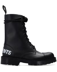 Vetements - Logo Printed Lace-up Boots - Lyst