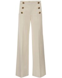 RED Valentino - Red Buttoned Wide-leg Trousers - Lyst