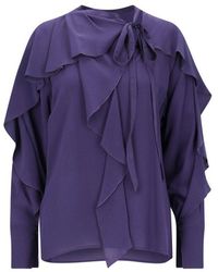 Victoria Beckham - Ruffled Detailed Long-Sleeved Blouse - Lyst