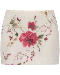 Blumarine - Low-Rise Floral-Pattern Mini Skirt - Lyst