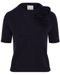Allude - Floral Appliqué Crewneck Jumper - Lyst