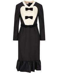 Valentino - Bow Detailed Peplum Hem Midi Dress - Lyst