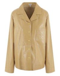 Loewe - Logo Anagram Buttoned Leather Jacket - Lyst