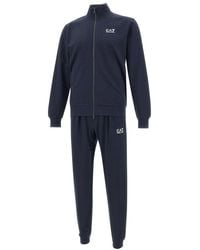 EA7 - Logo Printed Zipped Track Suit - Lyst