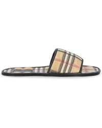 Burberry - Checked Open-toe Slides - Lyst