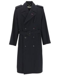 Mens Clothing Coats Long coats and winter coats MM6 by Maison Martin Margiela Wool Double-breasted Coat in Black for Men 