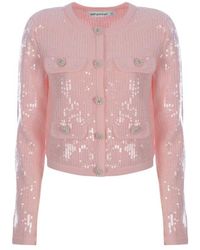 Self-Portrait - Sequin Embellished Knitted Cardigan - Lyst