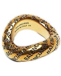 Balenciaga All-over Logo Loop Ring - Metallic