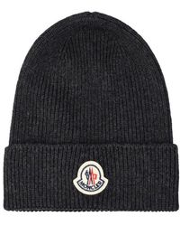 Moncler - Logo Patch Knitted Beanie - Lyst