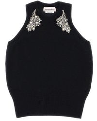 Alexander McQueen - Embellished Ribbed-knit Tank Top - Lyst