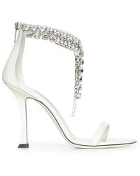 Jimmy Choo - 100 Verity Embellished Strap Heeled Sandals - Lyst