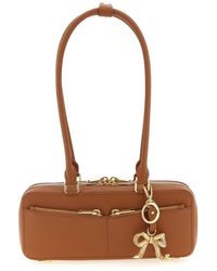 Self-Portrait - 'Tan Leather Baguette With Charm' Shoulder Bag - Lyst