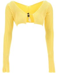 Jacquemus - Logo Plaque Cropped Long Sleeve Top - Lyst