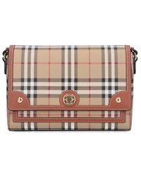 Burberry - Checked Foldover-top Shoulder Bag - Lyst