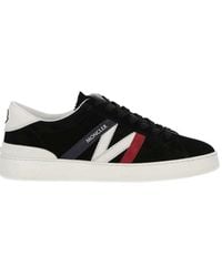 Moncler - Navy Calf Suede Sneakers - Lyst