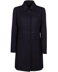 Fay Buckle Detailed Coat - Blue