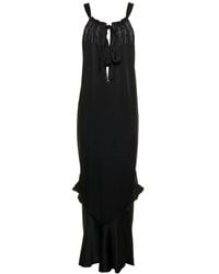 Maison Margiela - Women's Black Satin Long Dress With Bow - Lyst