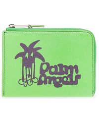 Logo Zipped Card Holder in black - Palm Angels® Official