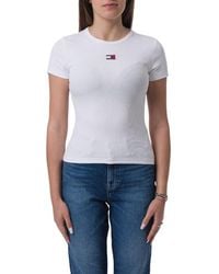 Tommy Hilfiger - Logo Embroidered Ribbed Slim T-Shirt - Lyst