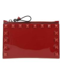 Valentino Garavani Rockstud Zipped Cardholder - Red