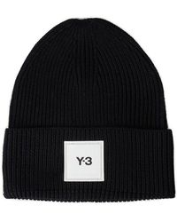 Y-3 Logo Patch Beanie Hat - Black