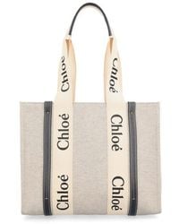 Chloé - Woody Medium Linen Tote Bag - Lyst