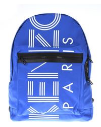 KENZO Logo Printed Backpack - Blue