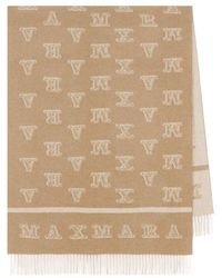 Max Mara - All-over Logo Patterned Fringed Edge Scarf - Lyst
