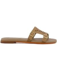 Santoni - Double Buckle Open-Toe Sandals - Lyst