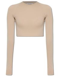 Alaïa - Crewneck Cropped Knitted Top - Lyst