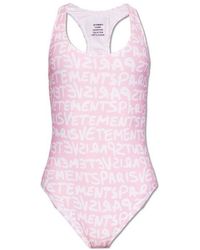 Vetements - Logo Printed Sleeveless Swimsuit - Lyst