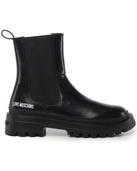 Love Moschino - Logo Printed Ankle Boots - Lyst