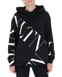 Valentino Vltn Print Hoodie - Black