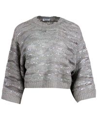 Brunello Cucinelli - Animal Print Sweater In Silk - Lyst