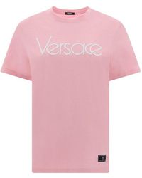 Versace - Logo-embroidered Crewneck T-shirt - Lyst