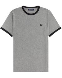 Fred Perry - Ringer Logo-embroidered Crewneck T-shirt - Lyst