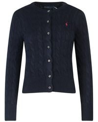Polo Ralph Lauren - Hunter Vy Cable-knit Brand-embroidered Cotton Cardigan X - Lyst