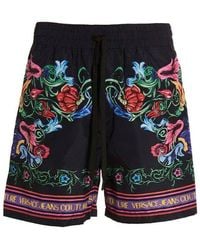 Versace - Floral-printed Drawstring Shorts - Lyst