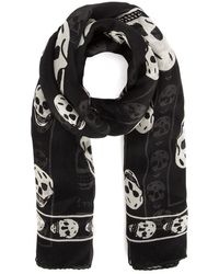 Mens Scarves and mufflers Alexander McQueen Scarves and mufflers Alexander McQueen Zip Biker Skull Logo Scarf in Black for Men 