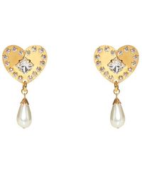Alessandra Rich - Heart-motif Embellished Clip-on Earrings - Lyst