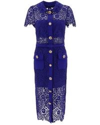 Self-Portrait - Floral-laced Belted Midi Dress - Lyst
