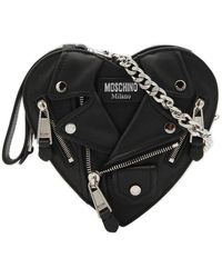 Moschino - Black Leather Biker Crossbody Bag - Lyst